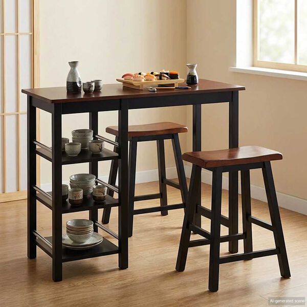 vidaXL Bar Set 3 Pieces MDF Black