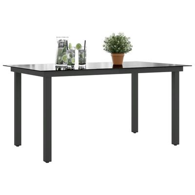 vidaXL Garden Table Black 150x90x74 cm Aluminium and Glass,  vidaXL Garden Table Black 150x90x74 cm Aluminium and Glass