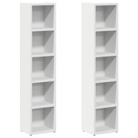 vidaXL CD Cabinets 2 pcs White 21x16x93.5 cm Engineered Wood, white vidaXL CD Cabinets 2 pcs White 21x16x93.5 cm Engineered Wood