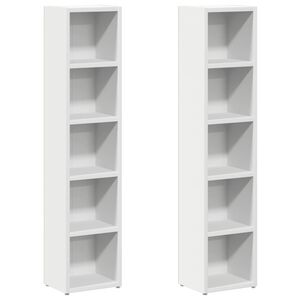 vidaXL CD Cabinets 2 pcs White 21x16x93.5 cm Engineered Wood