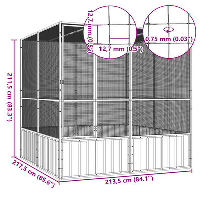vidaXL Bird Cage Anthracite 213.5x217.5x211.5 cm Galvanised Steel, anthracite vidaXL Bird Cage Anthracite 213.5x217.5x211.5 cm Galvanised Steel
