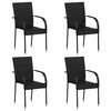 vidaXL Stackable Outdoor Chairs 4 pcs Poly Rattan Black