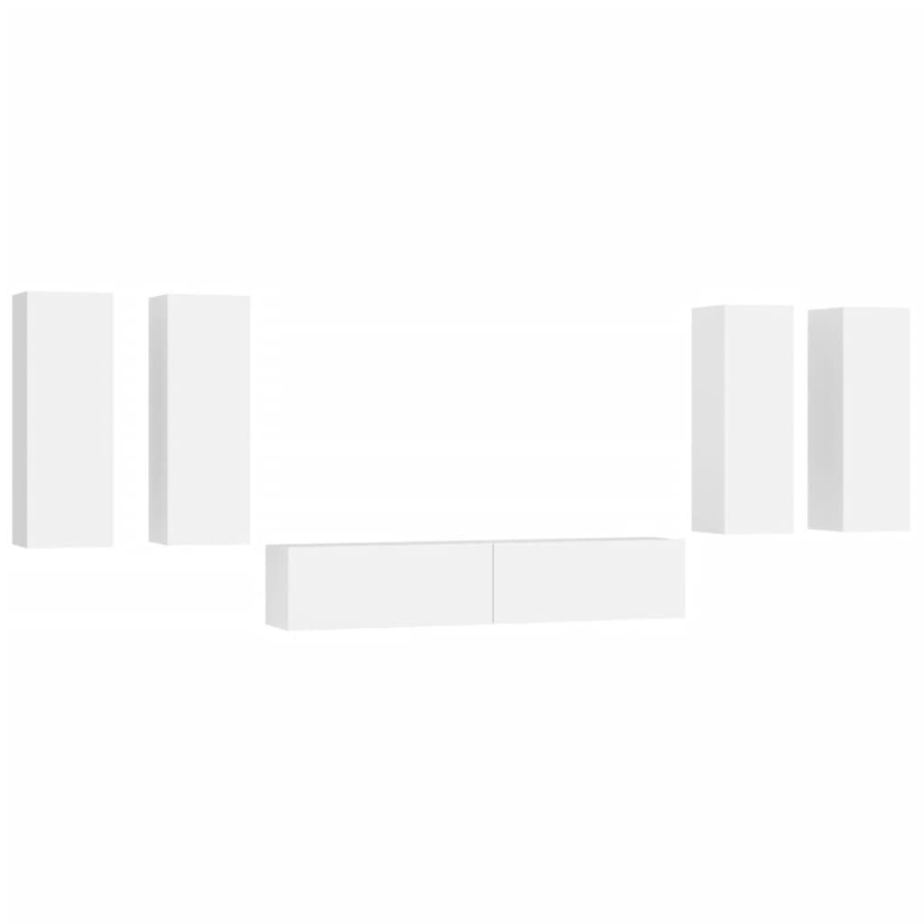 vidaXL 6 Piece TV Cabinet Set White Engineered Wood