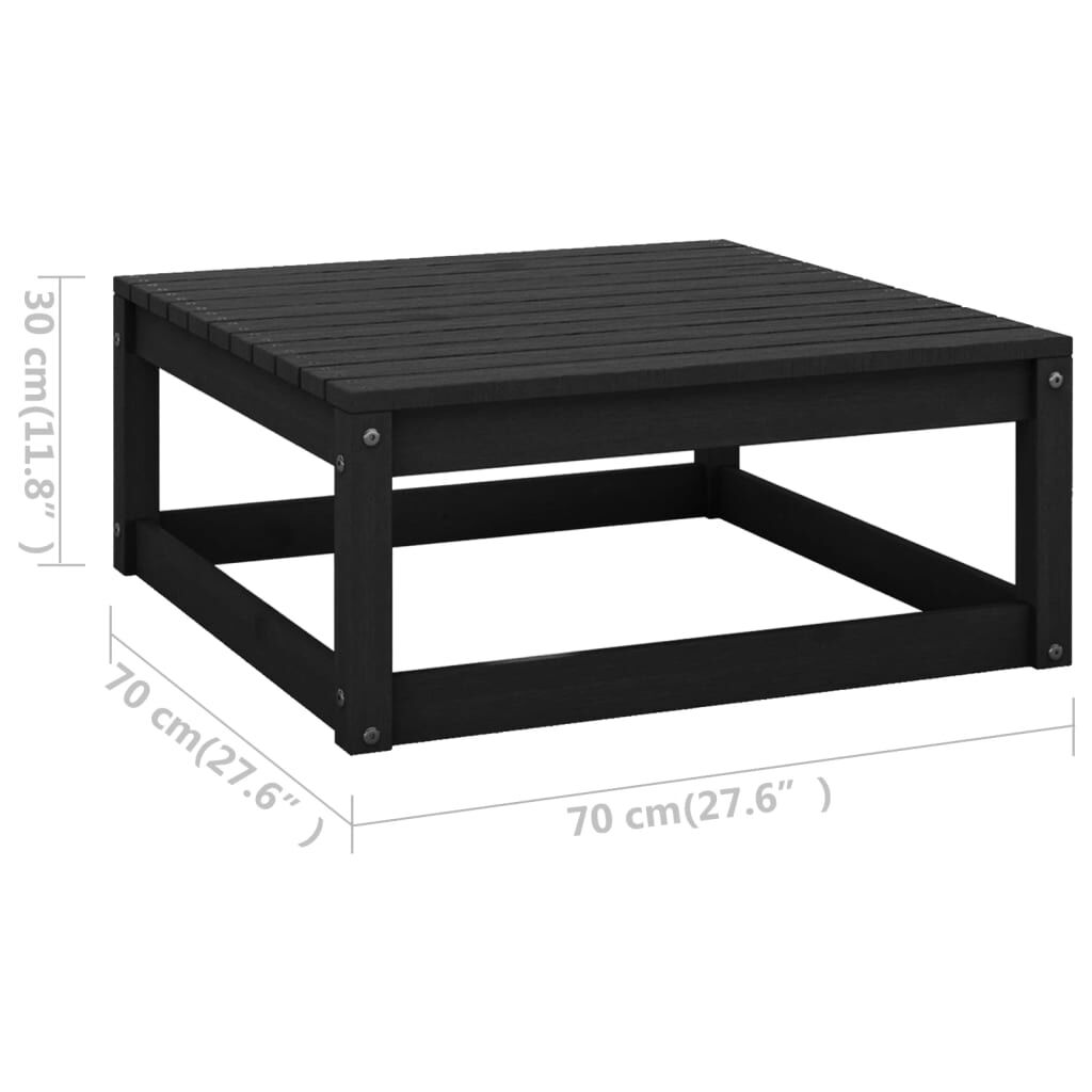 vidaXL Garden Footstool with Cushion Black Solid Pinewood