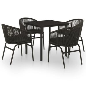 vidaXL 5 Piece Garden Dining Set Black