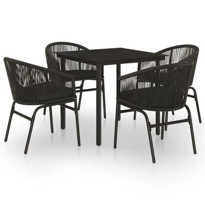 vidaXL 5 Piece Garden Dining Set Black, black vidaXL 5 Piece Garden Dining Set Black