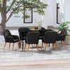 vidaXL 7 Piece Garden Dining Set with Cushions Black