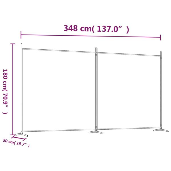 vidaXL 2-Panel Room Divider White 348x180 cm Fabric