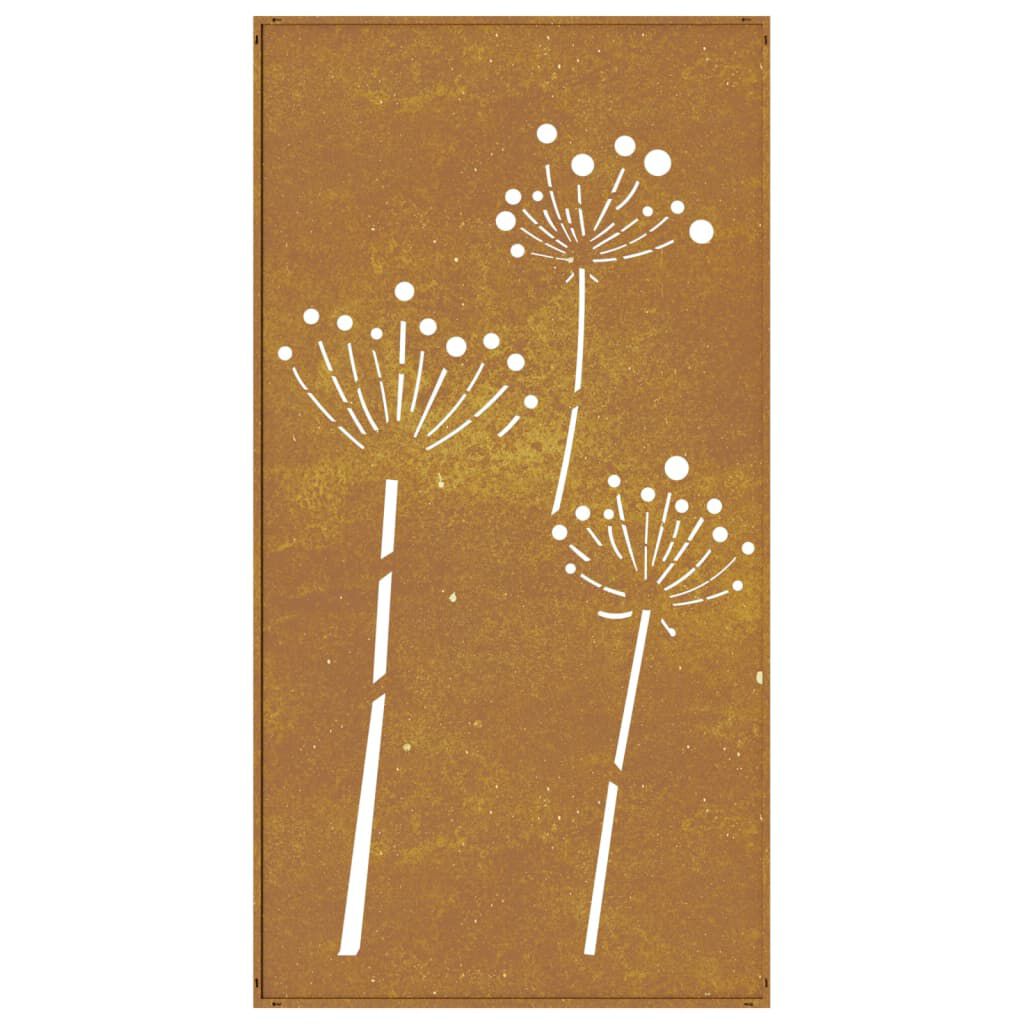vidaXL Garden Wall Decoration 105x55 cm Corten Steel Flower Design