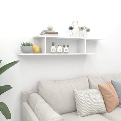 vidaXL Wall-Mounted TV Shelf White 125x18x23 cm Engineered Wood