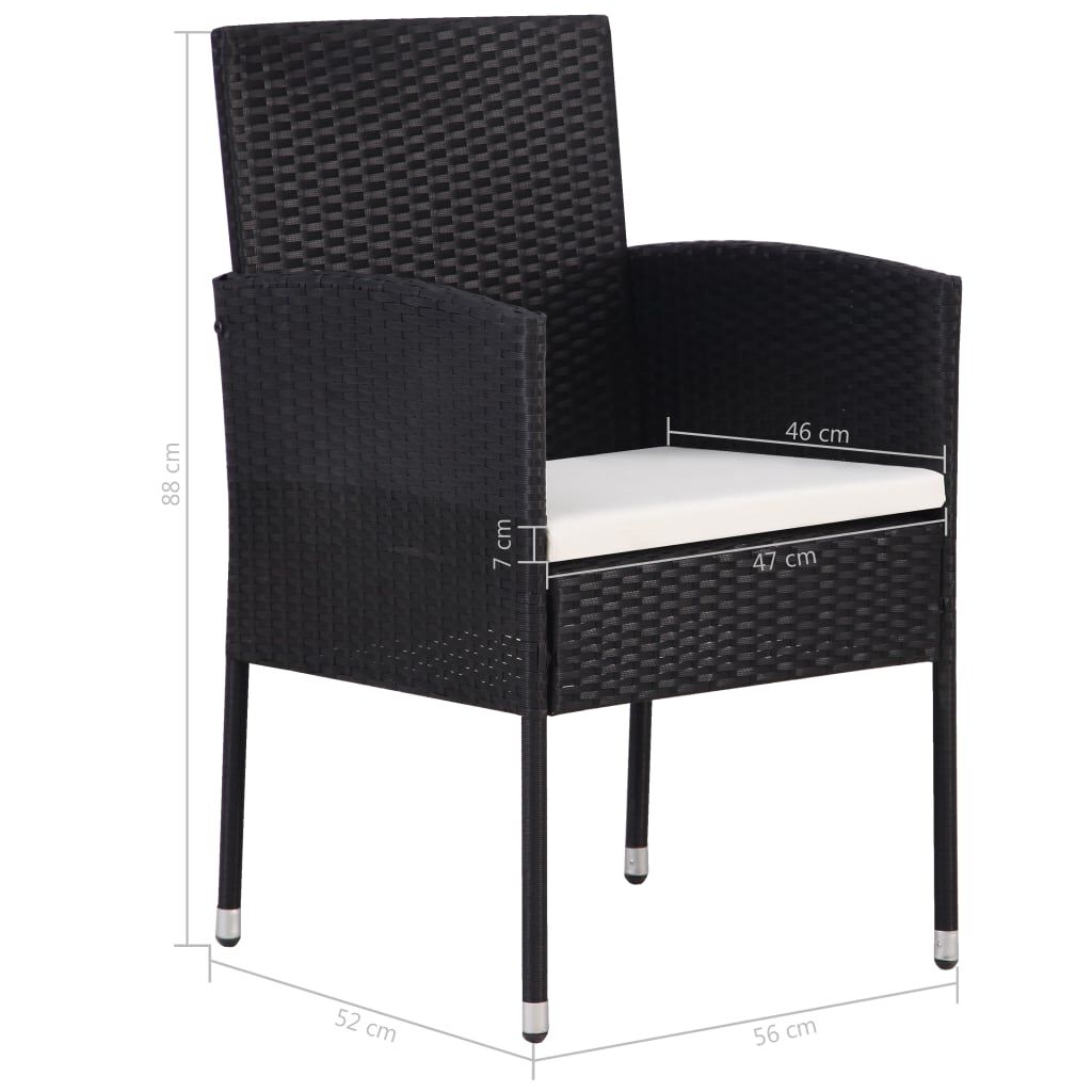 vidaXL 7 Piece Garden Dining Set Poly Rattan Black