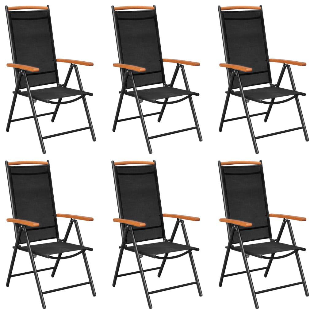 vidaXL Folding Garden Chairs 6 pcs Textilene Black