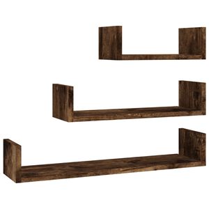 vidaXL Wall Display Shelves 3 pcs Smoked Oak Engineered Wood