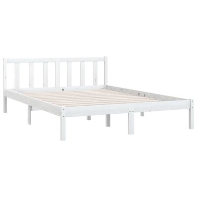 vidaXL Bed Frame without Mattress White Solid Wood 140x200 cm