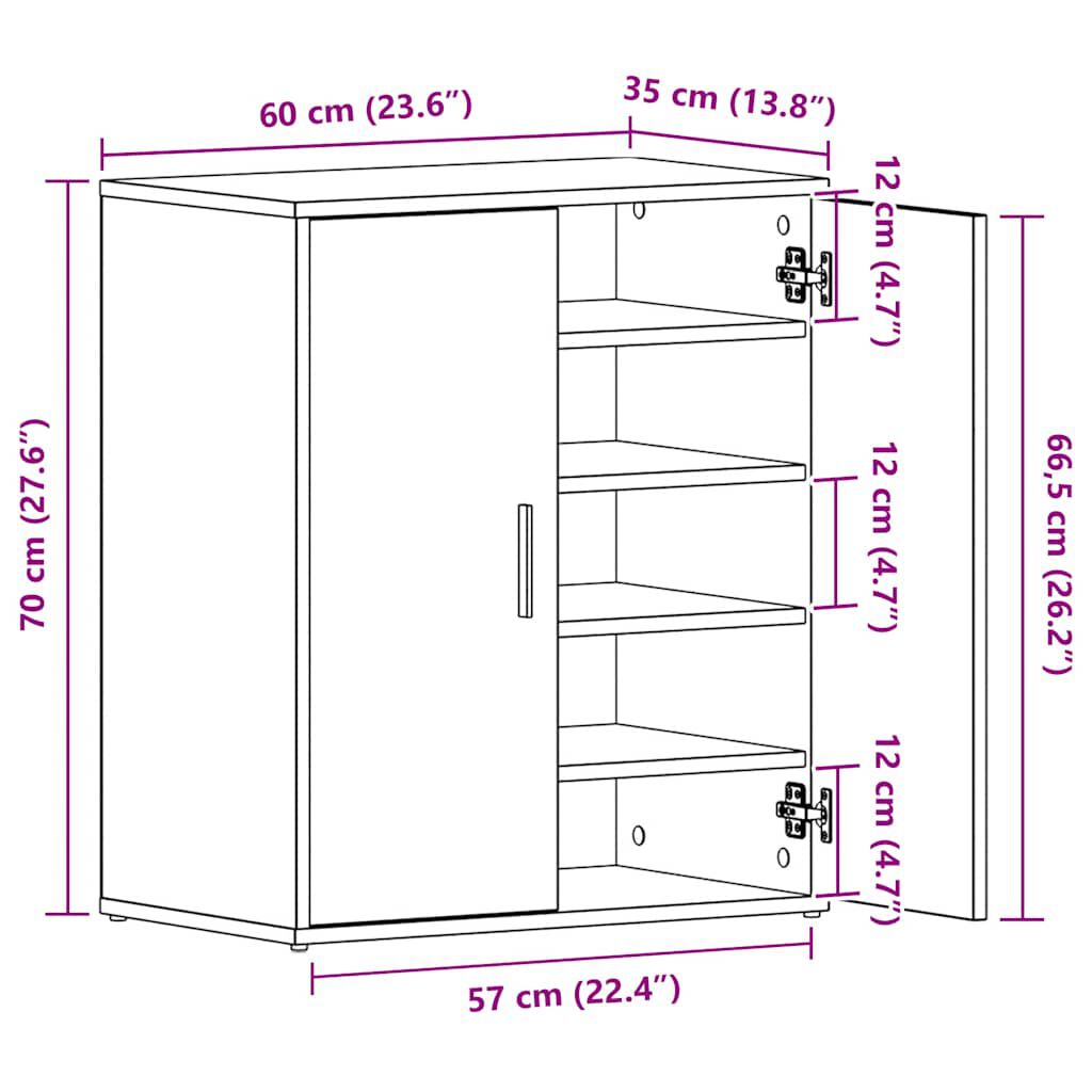 vidaXL Shoe Cabinet Black 60x35x70 cm Engineered Wood