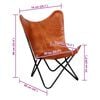 vidaXL Butterfly Chair Brown Real Leather