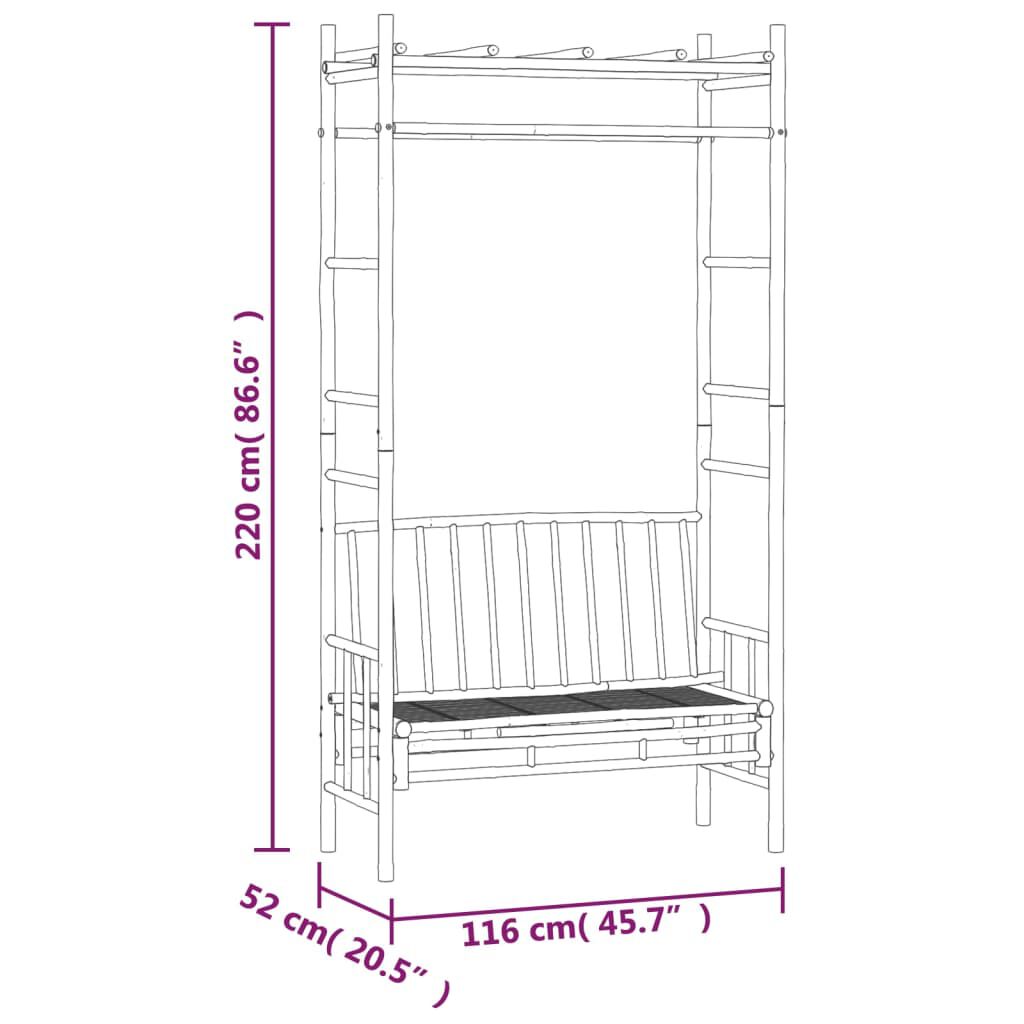 vidaXL Garden Bench with Pergola 116 cm Bamboo