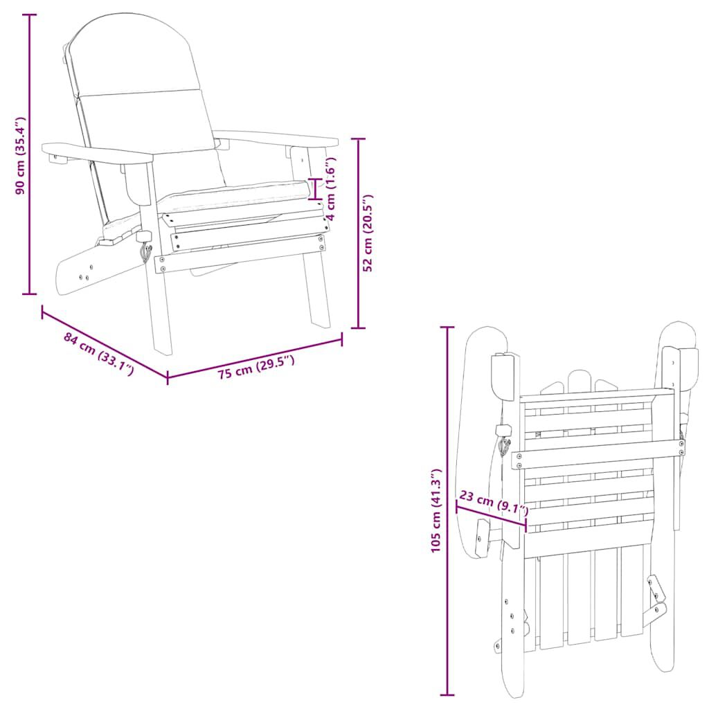 vidaXL Adirondack Garden Chair with Cushions Solid Wood Acacia
