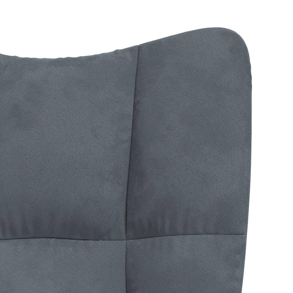 vidaXL Rocking Chair with a Stool Dark Grey Velvet
