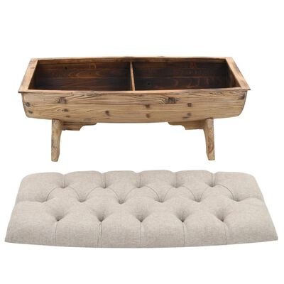 vidaXL Storage Bench 103x51x44 cm Solid Wood and Fabric,  vidaXL Storage Bench 103x51x44 cm Solid Wood and Fabric