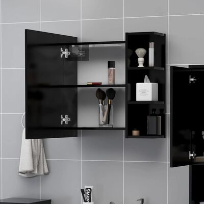 vidaXL Bathroom Mirror Cabinet Black 62.5x20.5x64 cm Engineered Wood, black vidaXL Bathroom Mirror Cabinet Black 62.5x20.5x64 cm Engineered Wood