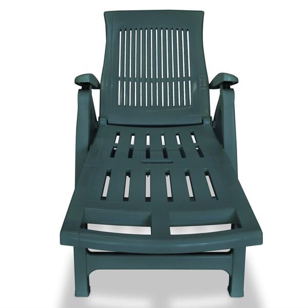 vidaXL Sun Lounger with Footrest Plastic Green