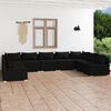 vidaXL 9 Piece Garden Lounge Set with Cushions Poly Rattan Black
