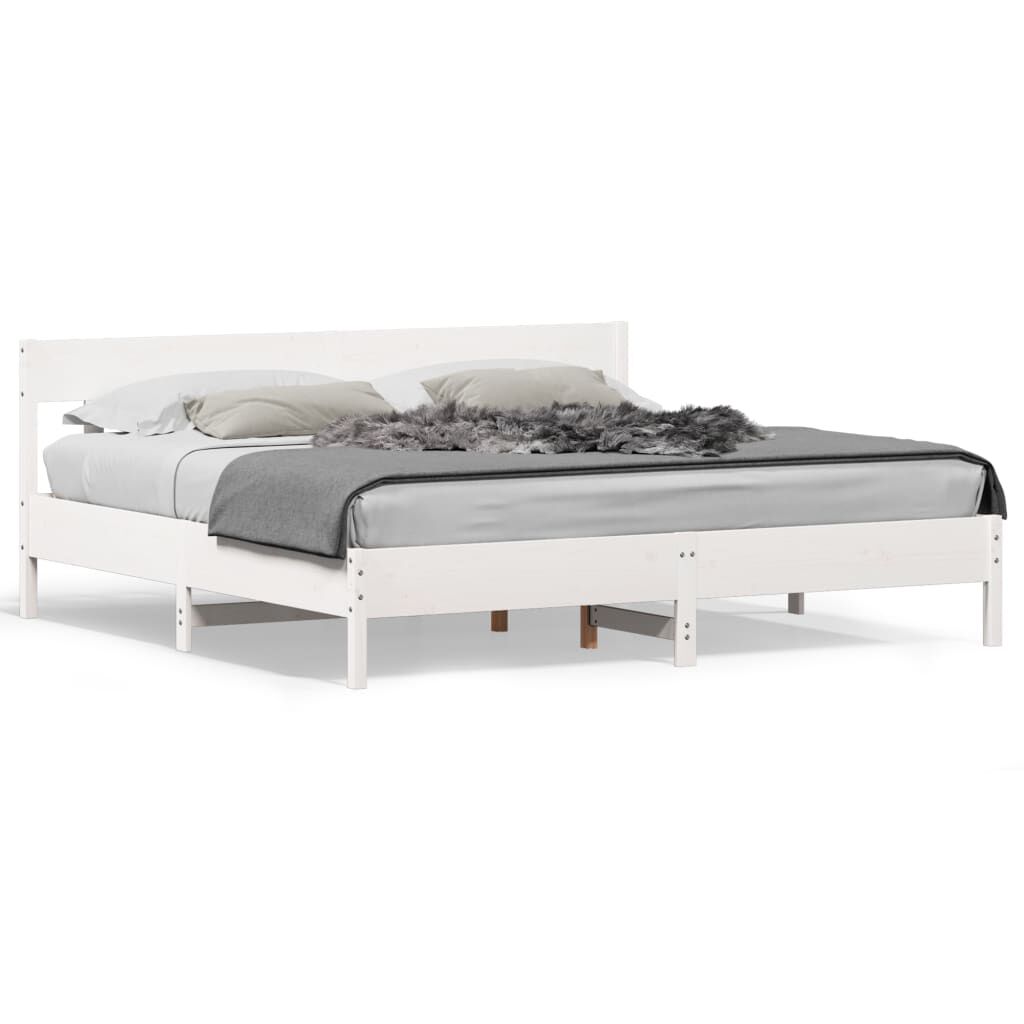 vidaXL Bed Frame without Mattress White 200x200 cm Solid Wood Pine