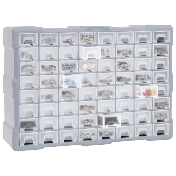 vidaXL Multi-drawer Organiser with 64 Drawers 52x16x37.5 cm