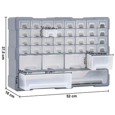 vidaXL Multi-drawer Organiser with 38 Drawers 52x16x37.5 cm