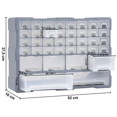 vidaXL Multi-drawer Organiser with 38 Drawers 52x16x37.5 cm, grey vidaXL Multi-drawer Organiser with 38 Drawers 52x16x37.5 cm