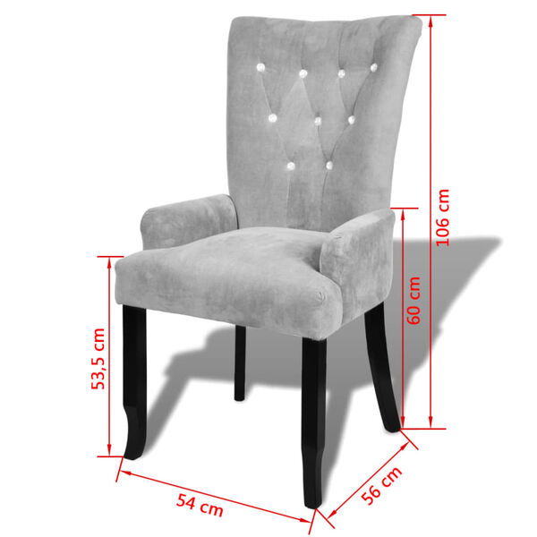 vidaXL Armchair Silver Velvet