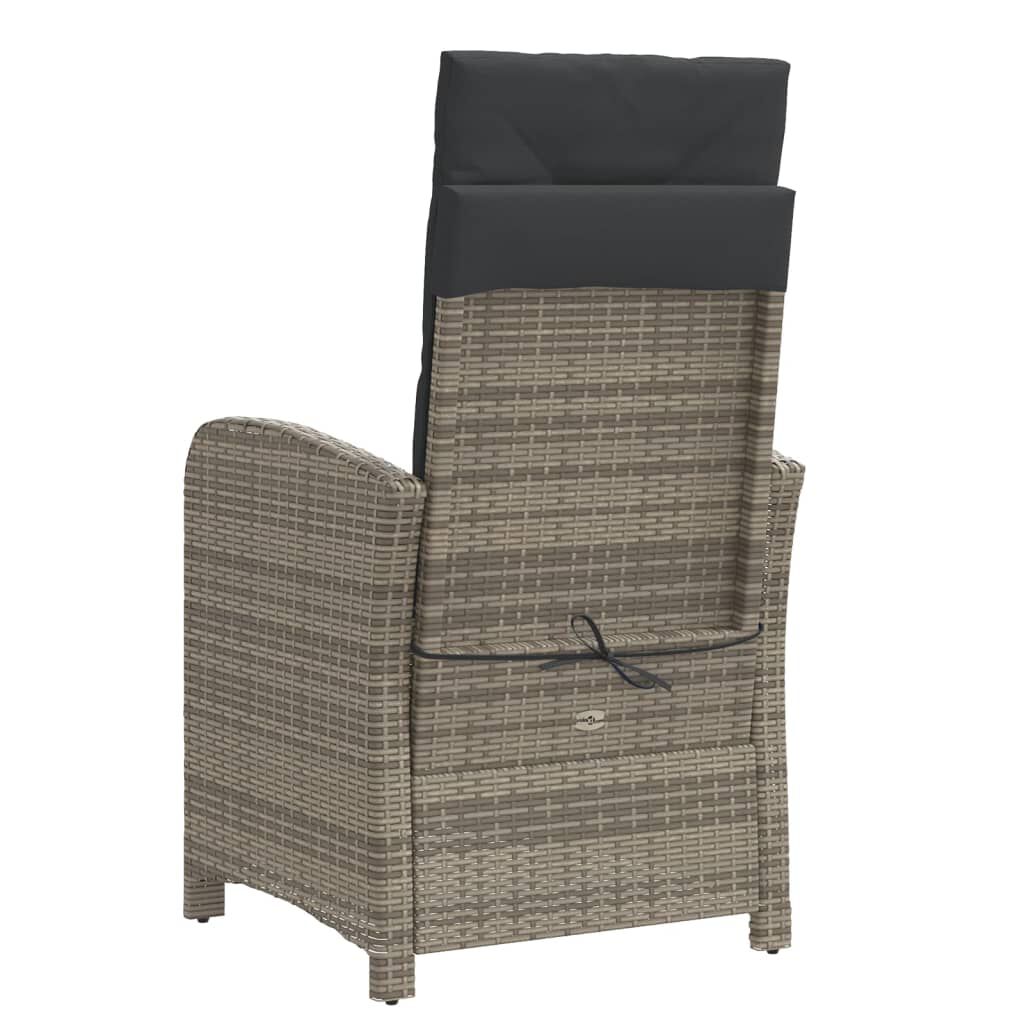 vidaXL Reclining Garden Chairs 2 pcs with Footrest Grey Poly Rattan