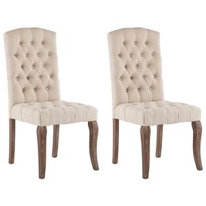 vidaXL Dining Chairs 2 pcs Beige Linen-Look Fabric