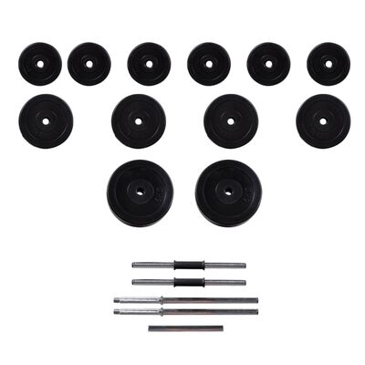 vidaXL Barbell +2 Dumbbell Set 30.5kg,  vidaXL Barbell +2 Dumbbell Set 30.5kg
