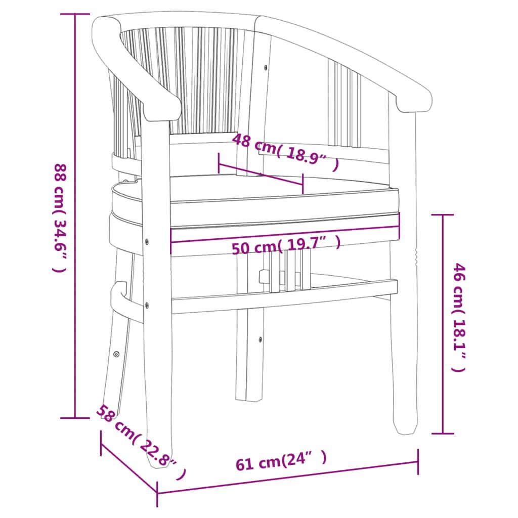 vidaXL 5 Piece Garden Dining Set Solid Wood Teak
