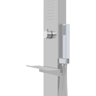 vidaXL Outdoor Shower with Tray WPC Stainless Steel, grey vidaXL Outdoor Shower with Tray WPC Stainless Steel