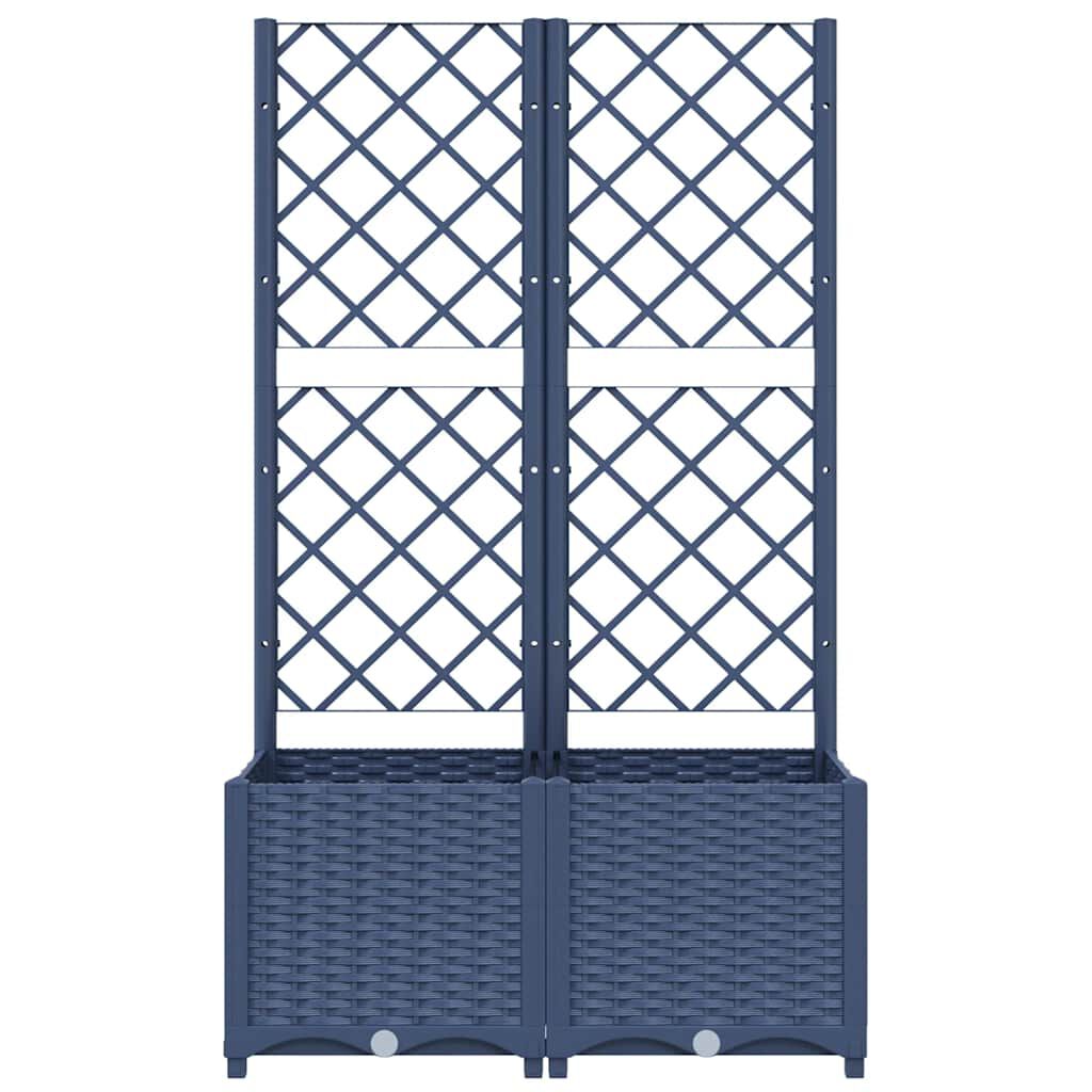 vidaXL Garden Planter with Trellis Blue Grey 80x40x136 cm PP