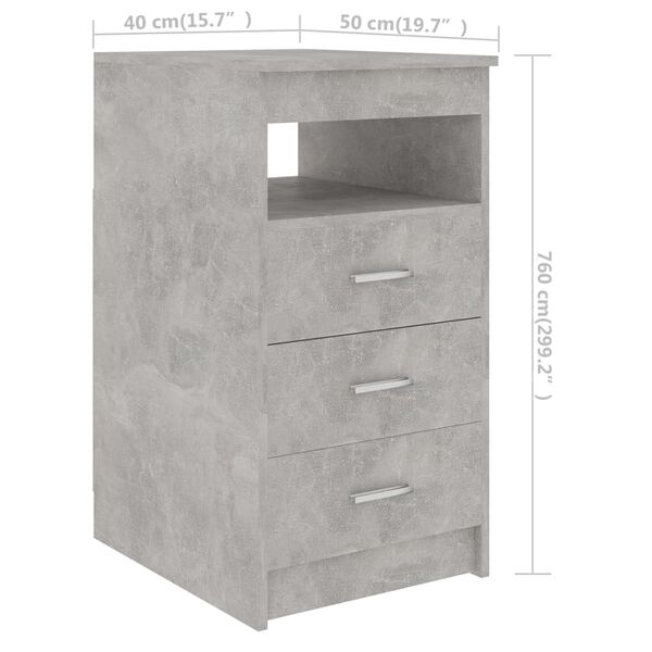vidaXL Drawer Cabinet Concrete Grey 40x50x76 cm Engineered Wood