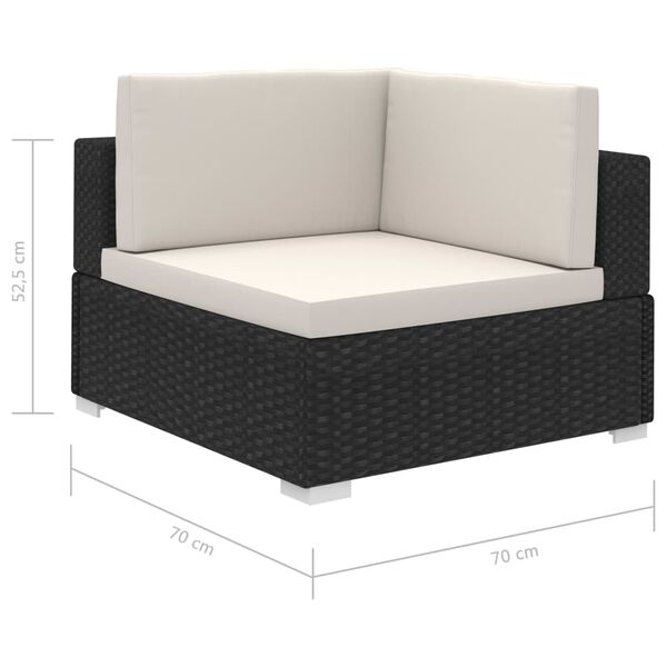 vidaXL 8 Piece Garden Lounge Set with Cushions Poly Rattan Black