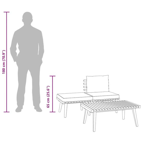 vidaXL 3 Piece Garden Lounge Set with Cushions Solid Acacia Wood