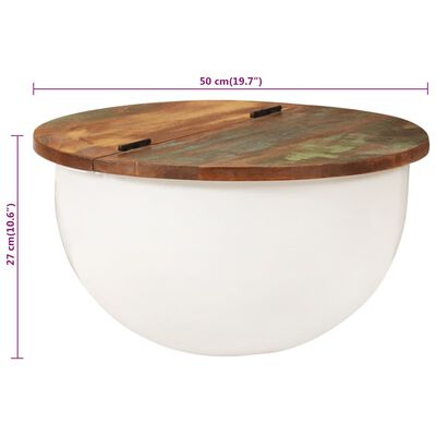 vidaXL Coffee Table White 50x27 cm Solid Wood Reclaimed, white vidaXL Coffee Table White 50x27 cm Solid Wood Reclaimed