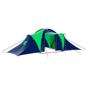 vidaXL Camping Tent Polyester 9 Persons Blue-green