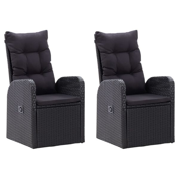 vidaXL 7 Piece Garden Dining Set with Cushions Black