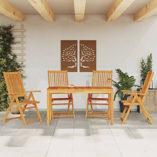 vidaXL 5 Piece Garden Dining Set 140x80x74 cm Solid Wood Acacia