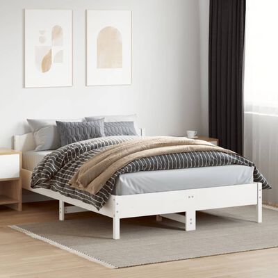 vidaXL Bed Frame without Mattress White 140x200 cm Solid Wood Pine, white vidaXL Bed Frame without Mattress White 140x200 cm Solid Wood Pine