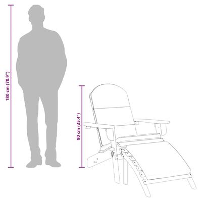 vidaXL Adirondack Garden Chair with Footrest Solid Wood Acacia, brown and cream vidaXL Adirondack Garden Chair with Footrest Solid Wood Acacia