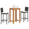 vidaXL 3 Piece Garden Bar Set Black Solid Wood Acacia and Poly Rattan