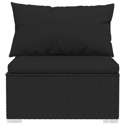 vidaXL 5 Piece Garden Lounge Set with Cushions Poly Rattan Black, black vidaXL 5 Piece Garden Lounge Set with Cushions Poly Rattan Black