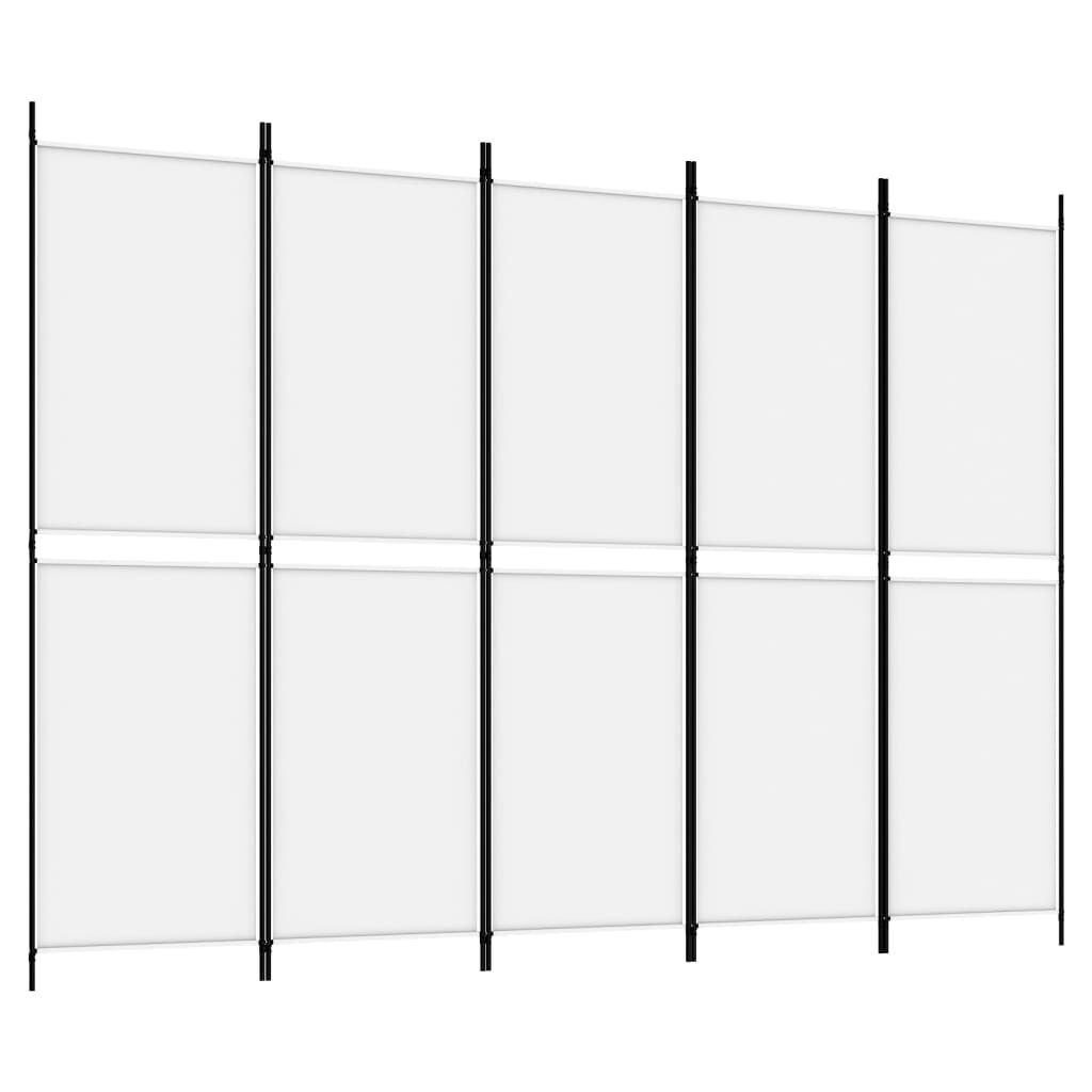 vidaXL 5-Panel Room Divider White 250x180 cm Fabric